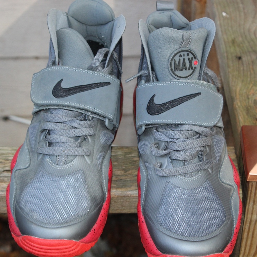 NIKE MEN AIR MAX EXPRESS TRAINERS COOL GREY/RED